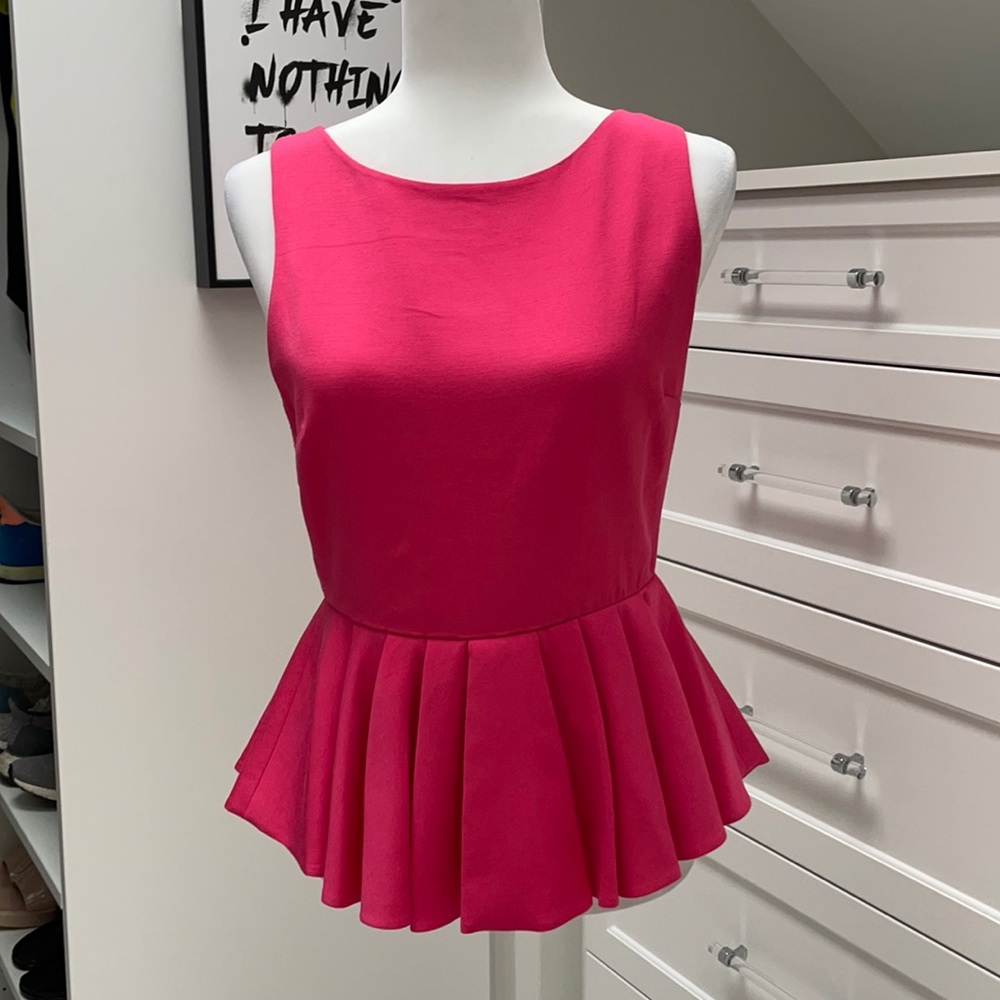 Alice & Olivia watermelon peplum top, size M
